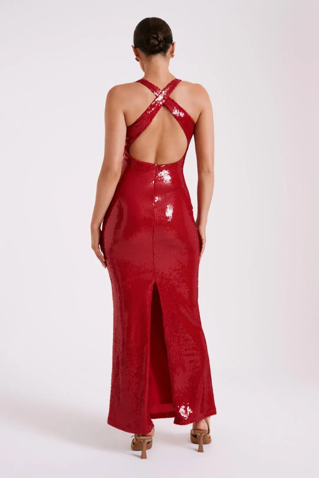 Meshki Eliza Rose Sequin Maxi Dress Red Size S / AU 8 for rent on The Volte - main image