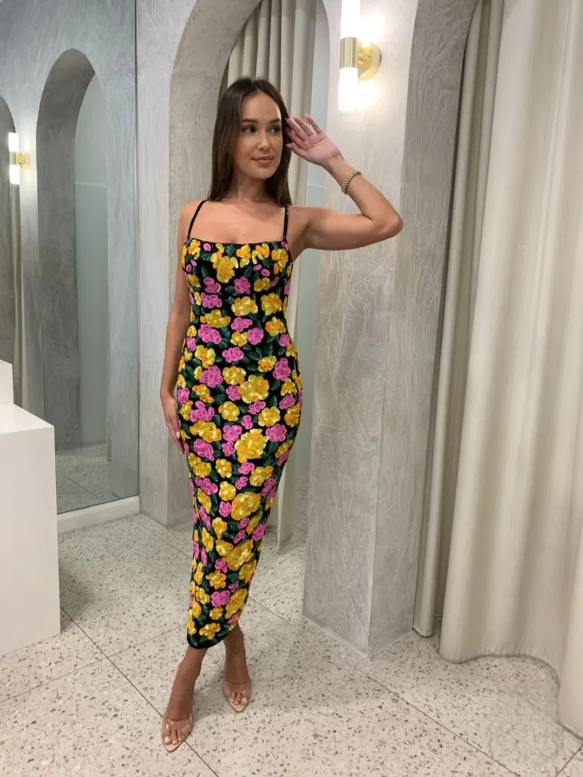 Rachel Gilbert Dallas Midi Dress Floral Size 1 / AU 8 - Image 2