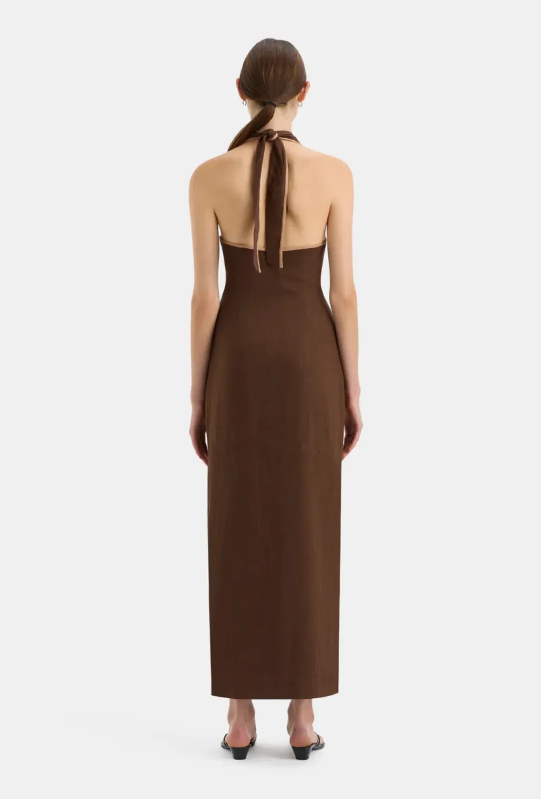 Sir the Label Affogato Halter Dress Chocolate Brown Size AU 8 for rent on The Volte - main image