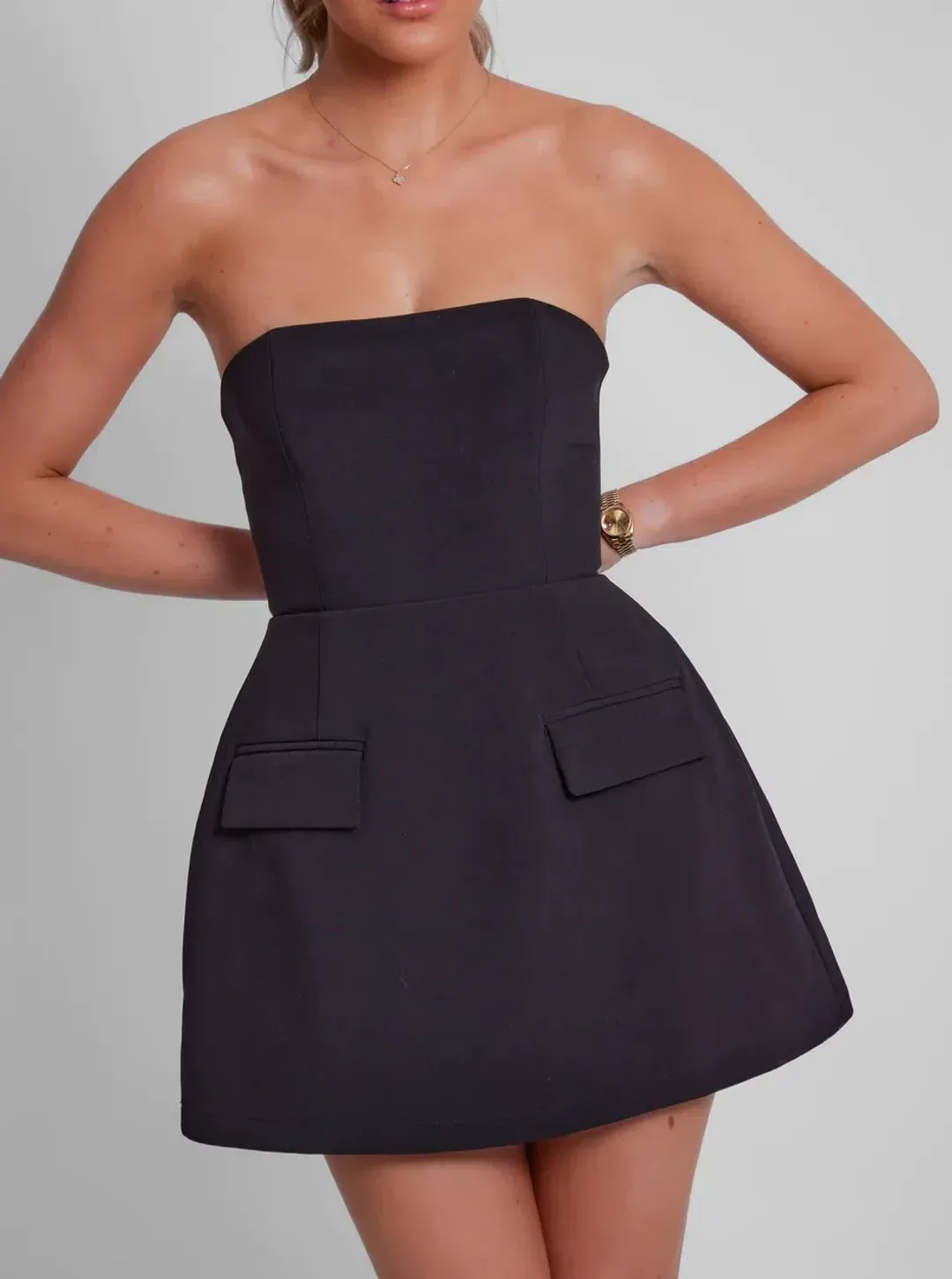 Odd Muse The Ultimate Muse Strapless Mini Dress in Black Size S / AU 8 for rent on The Volte - main image