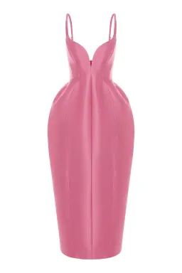 Alemais Priscilla Sculpt Midi Dress Pink Size 10 for rent on The Volte - image 3