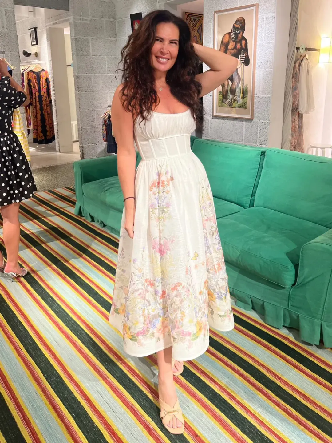 Zimmermann Natura Ruched Midi Dress Floral Size 0/ AU 8 for rent on The Volte - main image