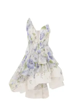 Zimmermann Natura Draped Mini Dress Blue Floral Size 0 / AU 8 for rent on The Volte - image 2