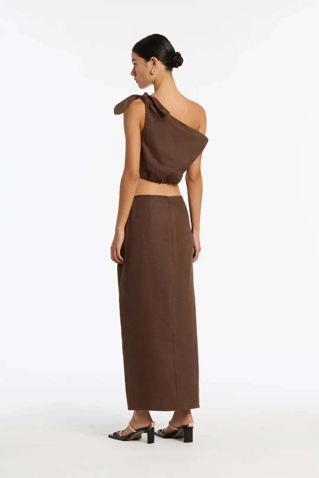 Sir the Label Bettina Tie Crop & Skirt Set in Brown Size 1/AU 8 for rent on The Volte - main image