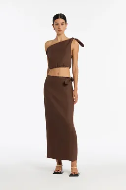 Sir the Label Bettina Tie Crop & Skirt Set in Brown Size 1/AU 8 for rent on The Volte - image 1