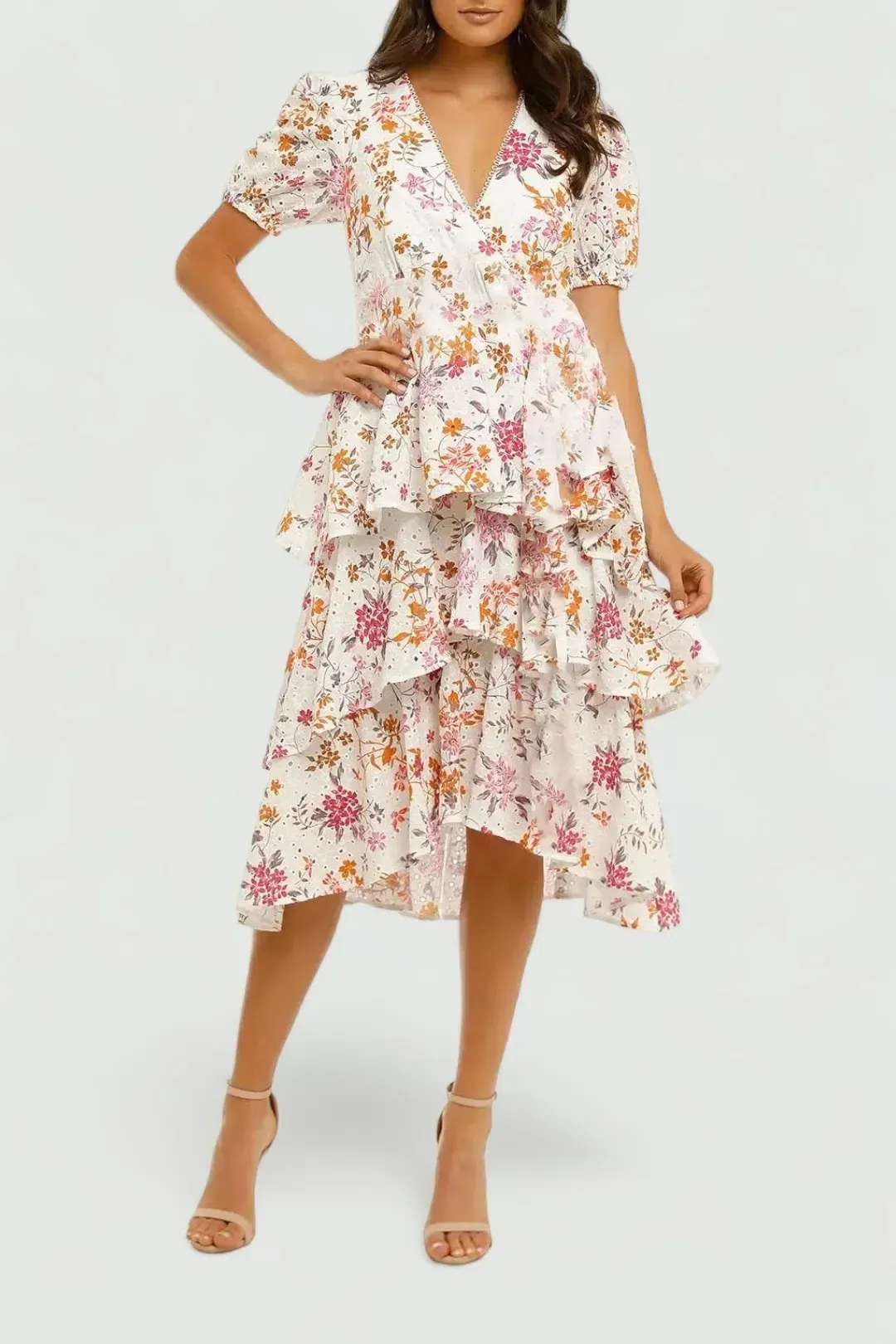 Talulah Jasmine Vines Midi Dress in Jasmine Vines Print Size 6 for rent on The Volte - main image