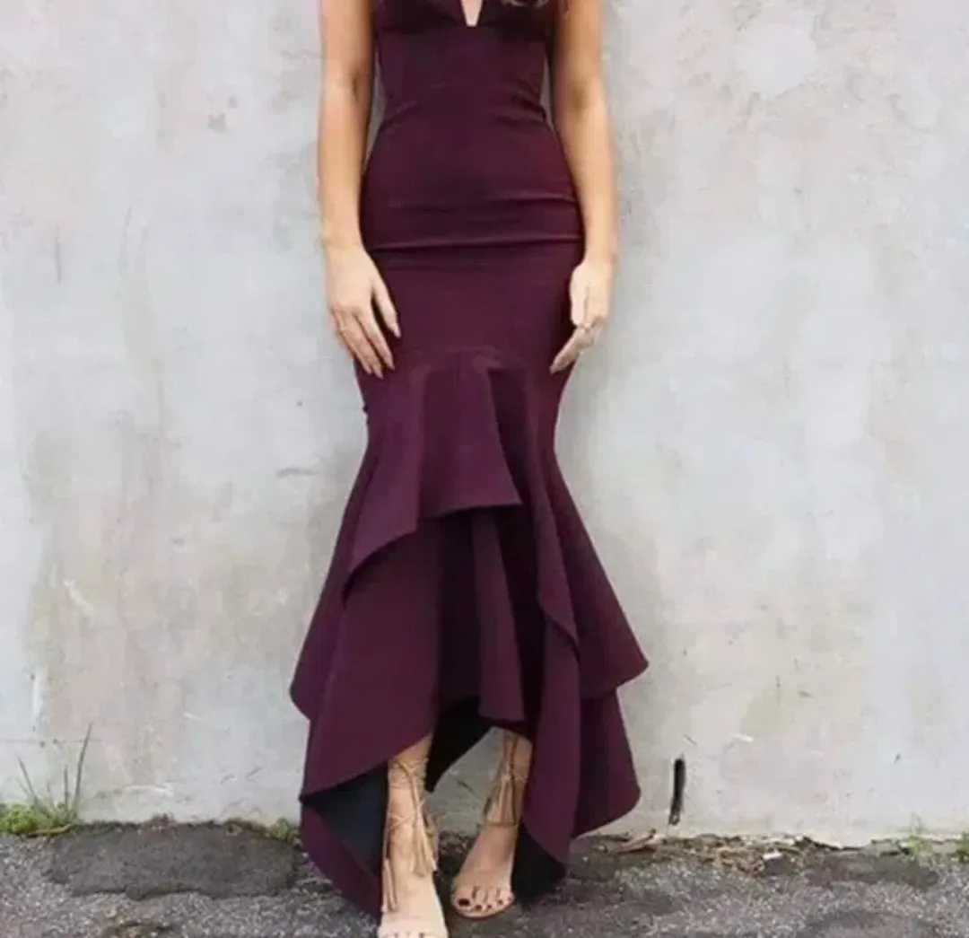 Sheike Barcelona Dress Burgundy Size 14 for rent on The Volte - main image