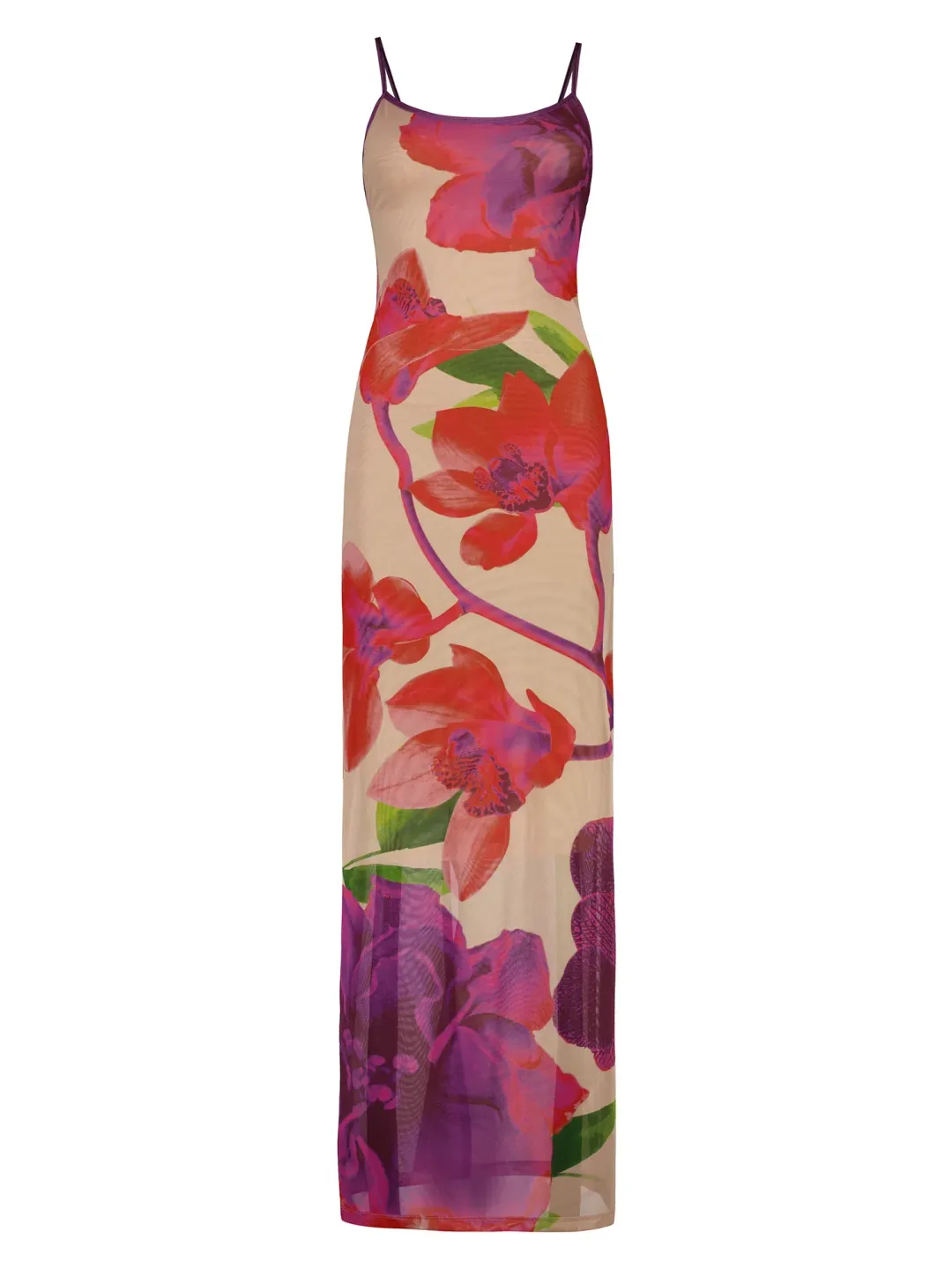 With Harper Lu Slip Dress in Mesh Fuchsia Bloom Size 8 for rent on The Volte - main image