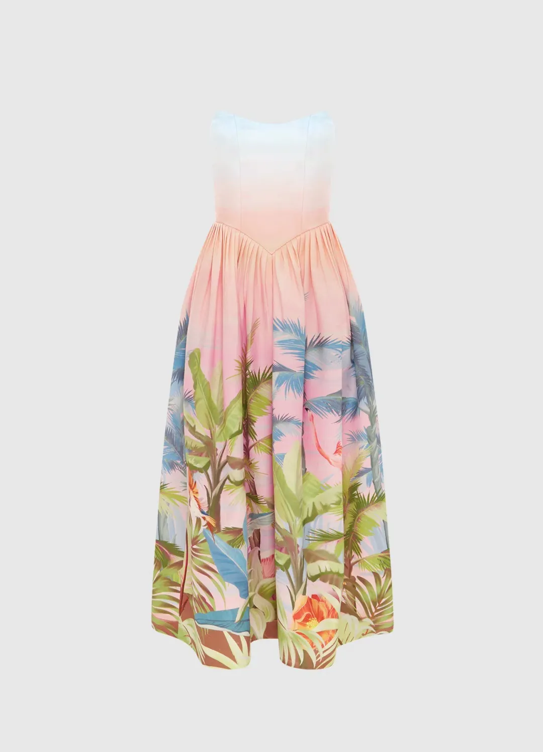 Leo Lin Melanie Bustier Midi Dress in Dreamscape Print Size 10 for rent on The Volte - main image