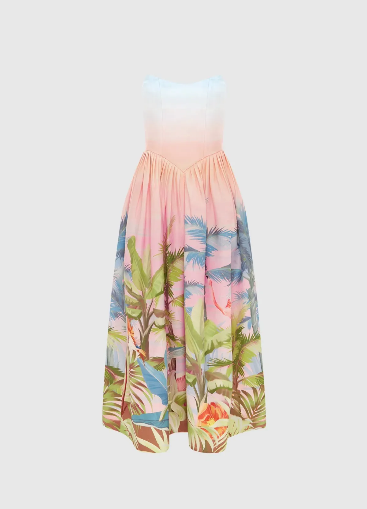 Leo Lin Melanie Bustier Midi Dress in Dreamscape Print Size 10 - Image 3