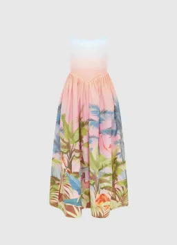 Leo Lin Melanie Bustier Midi Dress in Dreamscape Print Size 10 for rent on The Volte - image 3