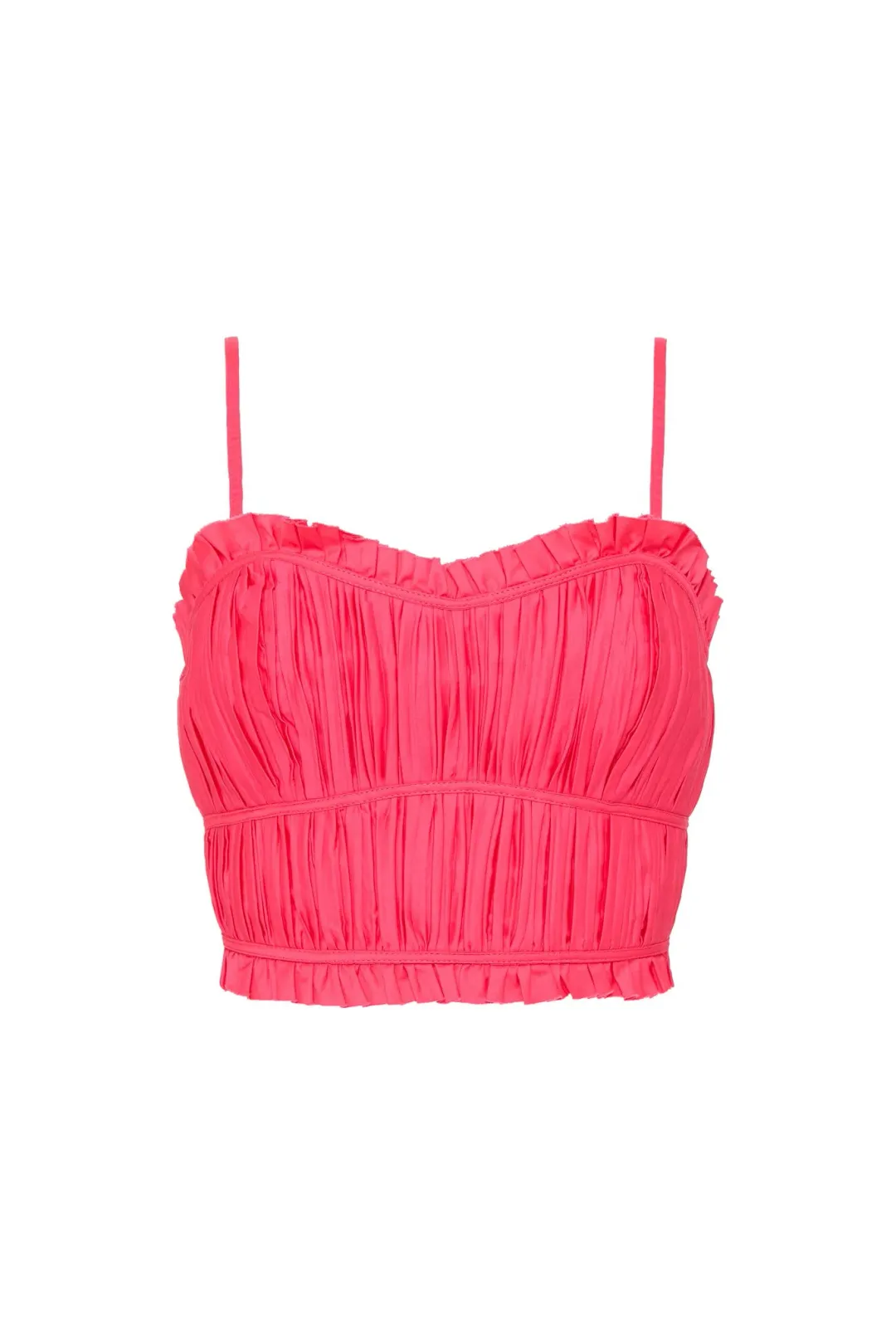 Aje Pepper Ruched Crop Bodice Size 14 & Calder Mini Skirt Size 12 Set Rouge Pink for rent on The Volte - main image