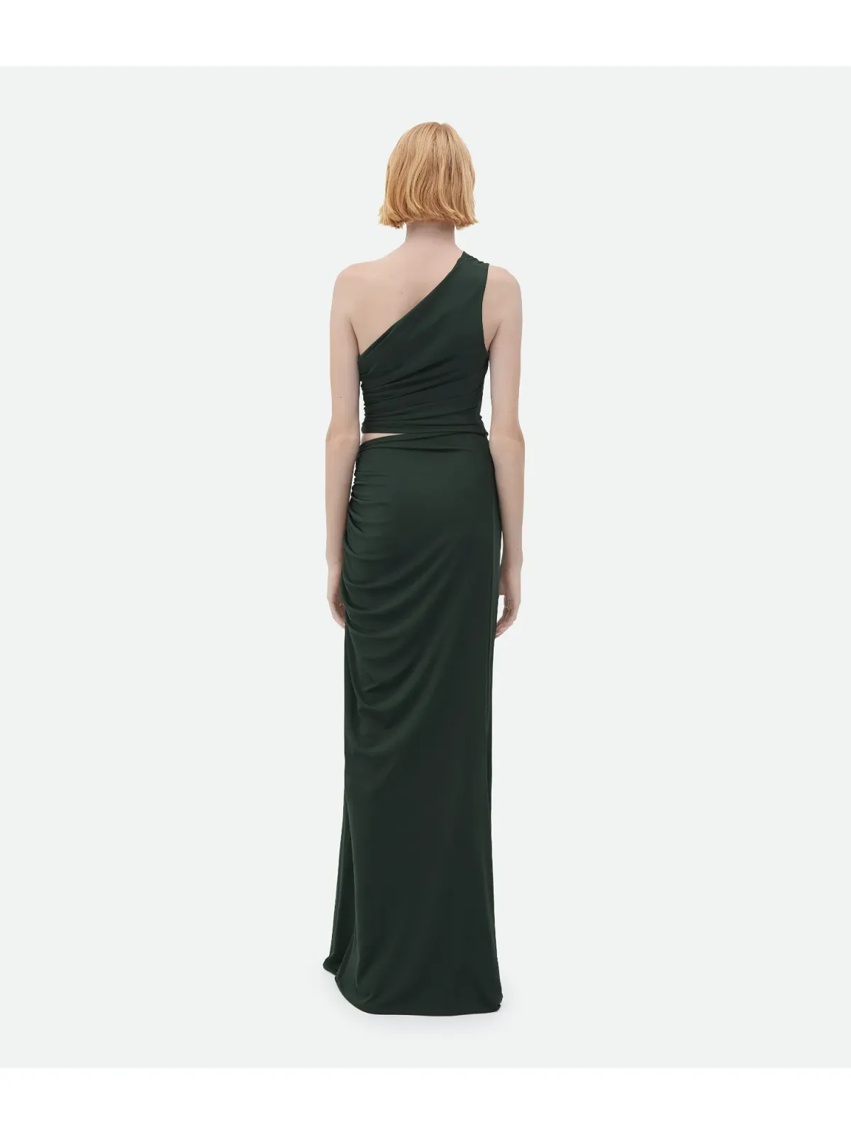 Bottega Veneta One Shoulder Knot Gown in Dark Green Size AU 6 - Image 2
