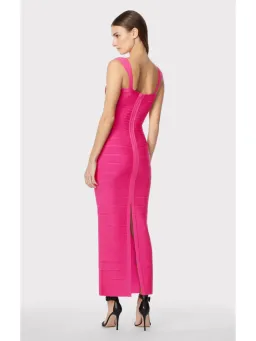 Herve Leger Fluted Bandage Gown in Pink Size Small / AU 8 for rent on The Volte - image 3