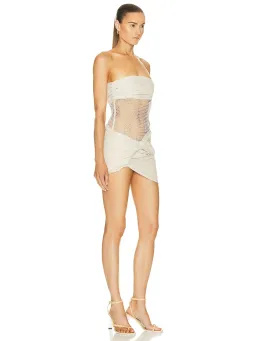 Christopher Esber Savoye Scrunch Micro Mini Dress in Cream Size AU 4 for rent on The Volte - image 2