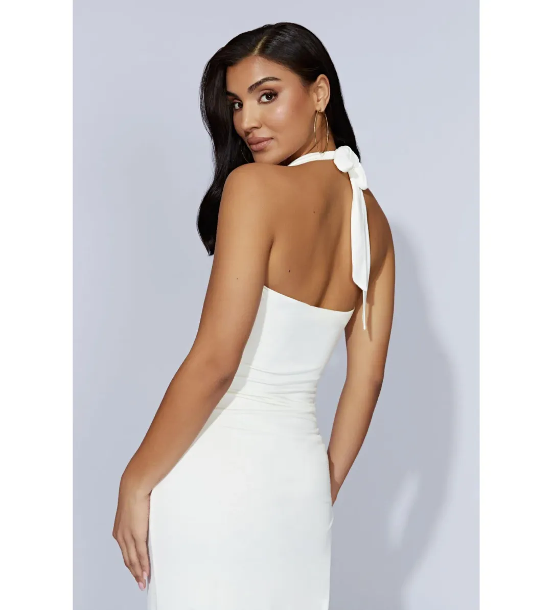 MESHKI Renata Cowl Neck Maxi Dress Bone in Size S / AU 8 for rent on The Volte - main image