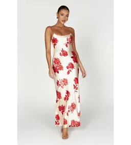 Meshki Rosalie Maxi Dress White & Red Rose Print Size S / AU 8 for rent on The Volte - image 1