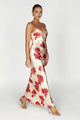 Meshki Rosalie Maxi Dress White & Red Rose Print Size S / AU 8 for rent on The Volte - image 4