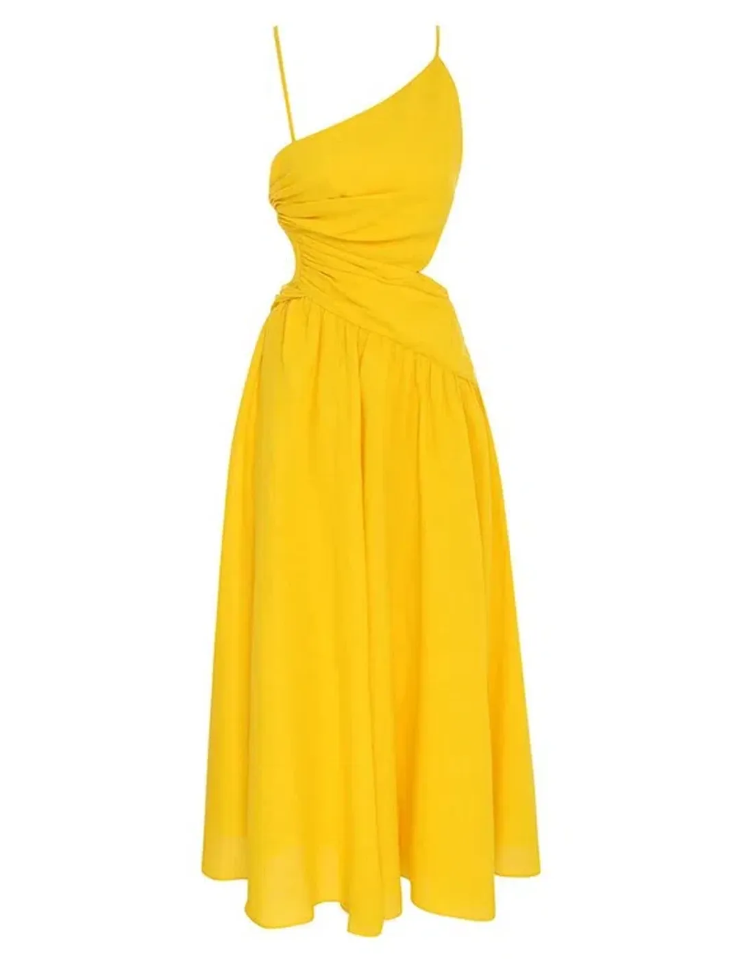 Zimmermann Ginger Asymmetric Midi Dress Marigold Size 1 / AU 10 for rent on The Volte - main image