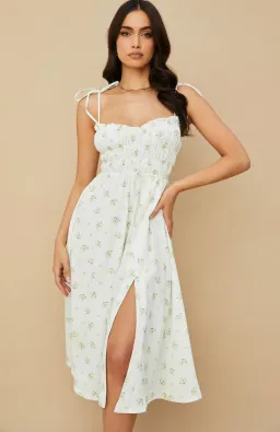 House of CB Christabel Midi Dress Ivory with Yellow & Green Floral Size M / AU 10 for rent on The Volte - image 2