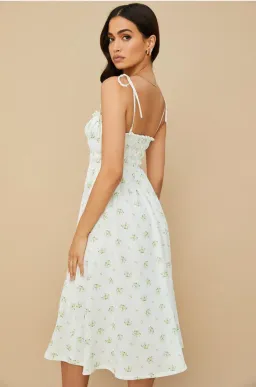 House of CB Christabel Midi Dress Ivory with Yellow & Green Floral Size M / AU 10 for rent on The Volte - image 3