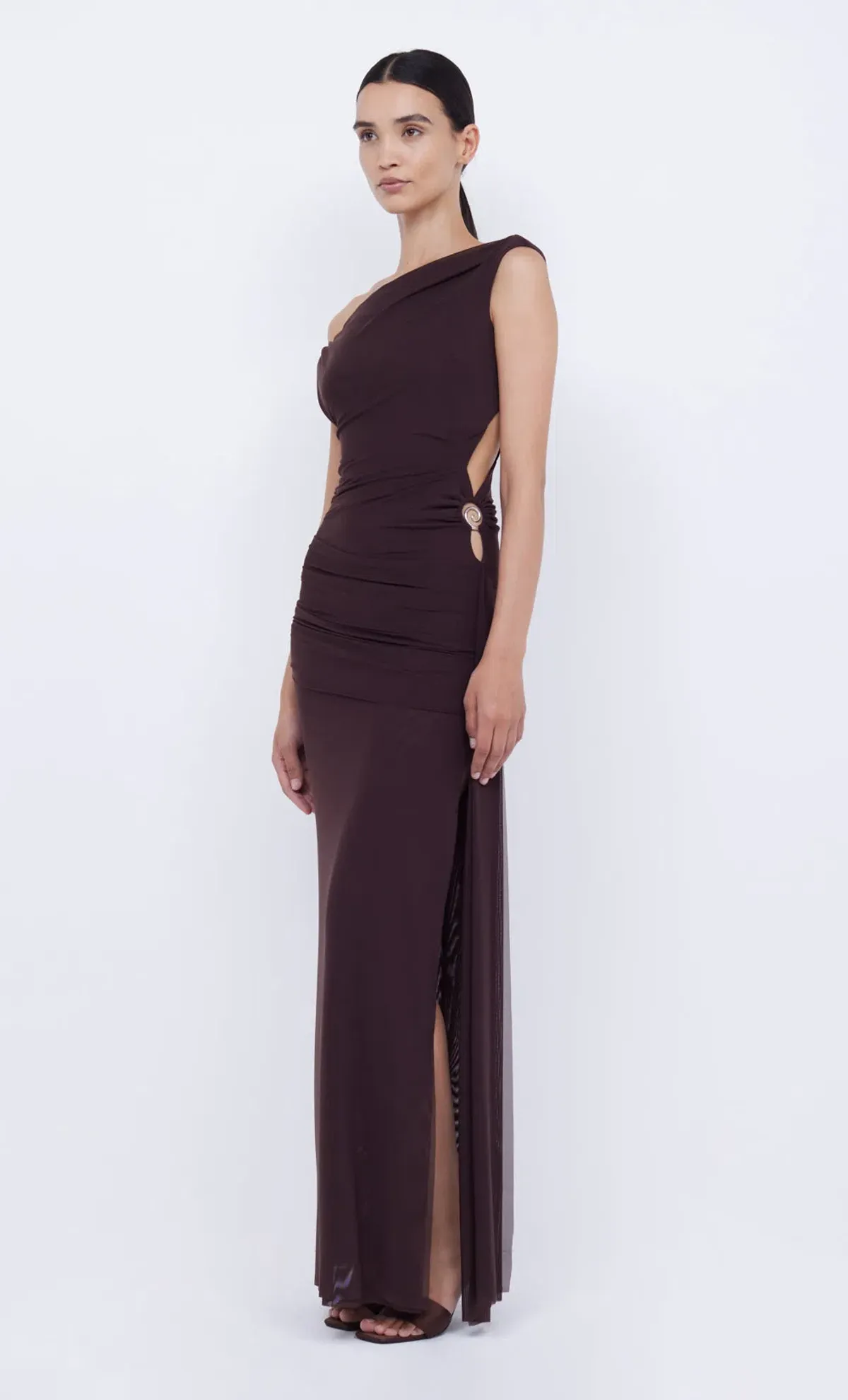 Bec & Bridge Kailani Asym Maxi Dress Chocolate Size 10 - Image 2