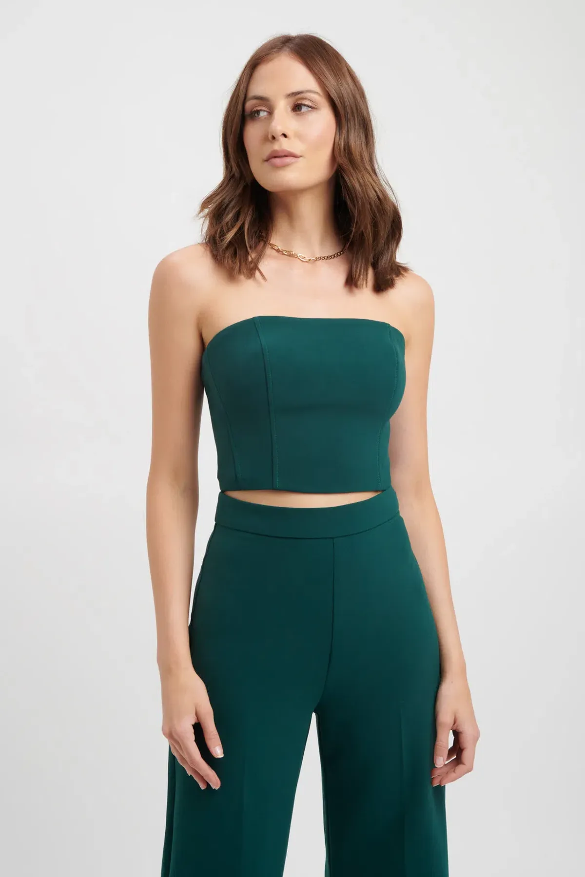 Kookai Delta Blazer Size 10 Paired With Delta Pants Size 8 And Delta Strapless Top Size 10 Set Deep Green - Image 2