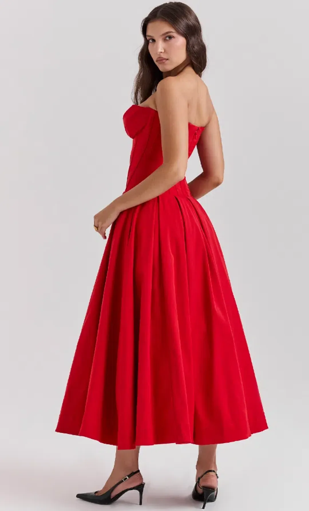 House Of CB Lady Strapless Midi Tulle Dress Scarlet Size S/Au 8 for rent on The Volte - main image
