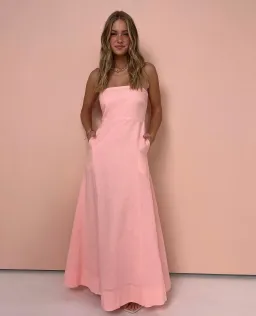 By Nicola Wavy Strapless Maxi Dress Rockmelon Size 16 for rent on The Volte - image 1