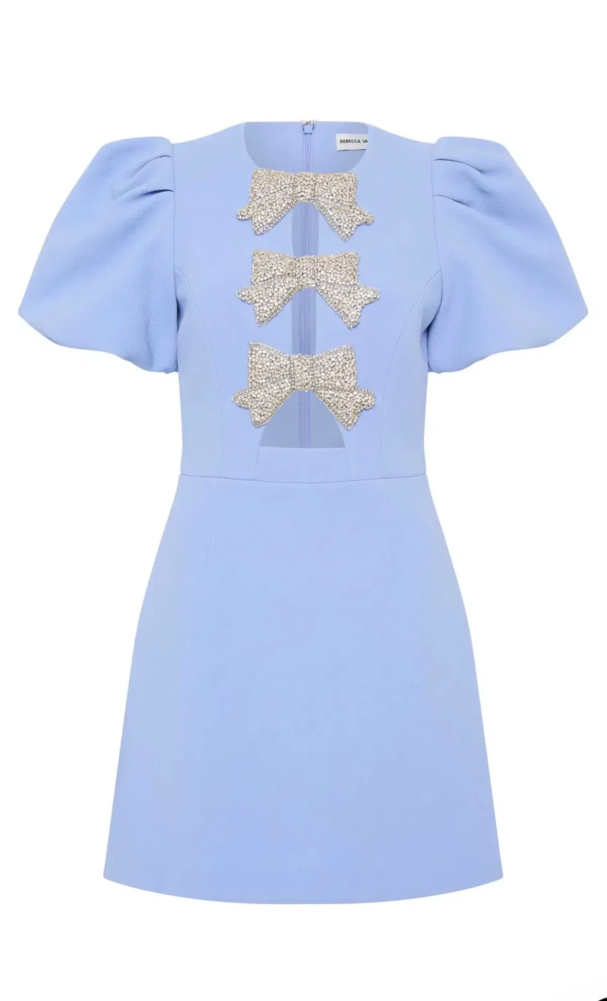 Rebecca Vallance Juliana Puff Sleeve Mini Dress Blue - Image 2