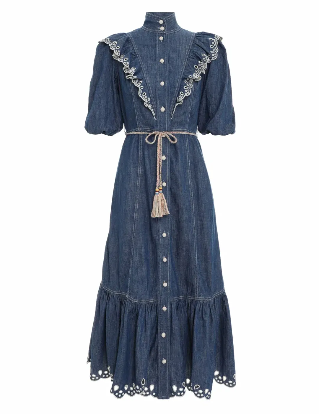 Zimmermann Laurel Scallop Midi Dress Blue Lagoon Size 0P / AU 6 for rent on The Volte - main image