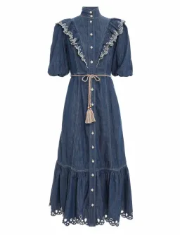 Zimmermann Laurel Scallop Midi Dress Blue Lagoon Size 0P / AU 6 for rent on The Volte - image 2