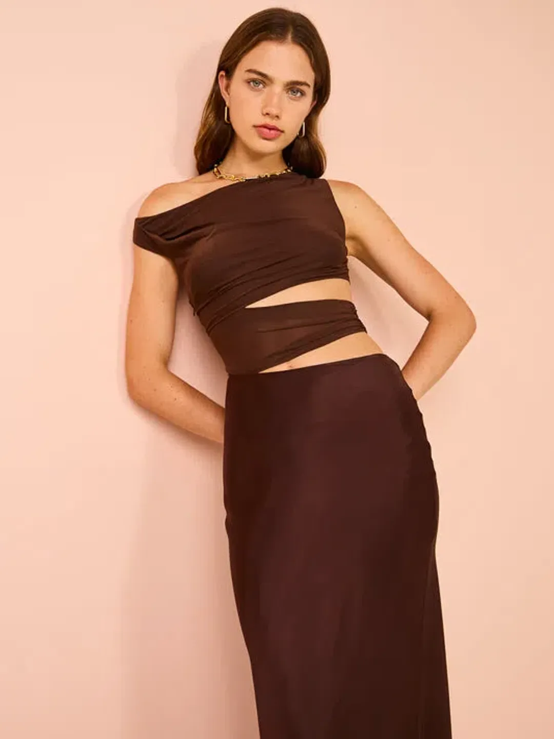 Bec & Bridge Ophelia Maxi Dress In Cocoa Size 10 for rent on The Volte - main image