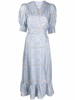 Sandro Enrika Midi Dress Sky Blue Size 6 for rent on The Volte - image 5