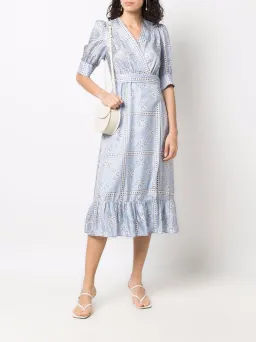Sandro Enrika Midi Dress Sky Blue Size 6 for rent on The Volte - image 2