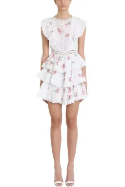 Zimmermann Heathers Pintuck Frill Short Dress In Floating Bouquet Size 6 for rent on The Volte - image 5