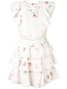 Zimmermann Heathers Pintuck Frill Short Dress In Floating Bouquet Size 6 for rent on The Volte - image 6