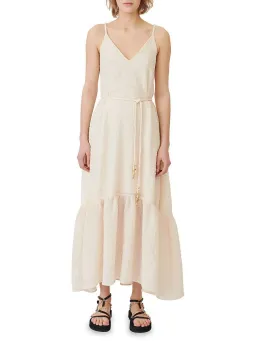 Maje Rolio Strappy Woven Maxi Dress Ecru Cream Size 34 / AU 6 for rent on The Volte - image 1