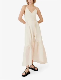 Maje Rolio Strappy Woven Maxi Dress Ecru Cream Size 34 / AU 6 for rent on The Volte - image 5