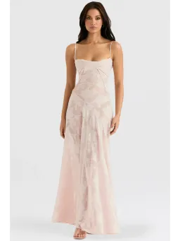 House Of CB Seren Lack Back Maxi Dress in Soft Pink Floral Size XS / AU 6 for rent on The Volte - image 1