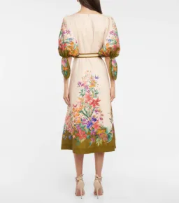 Zimmermann Tropicana Tie Sleeve Midi Dress Cream Floral Size 0P / AU 6 for rent on The Volte - image 2