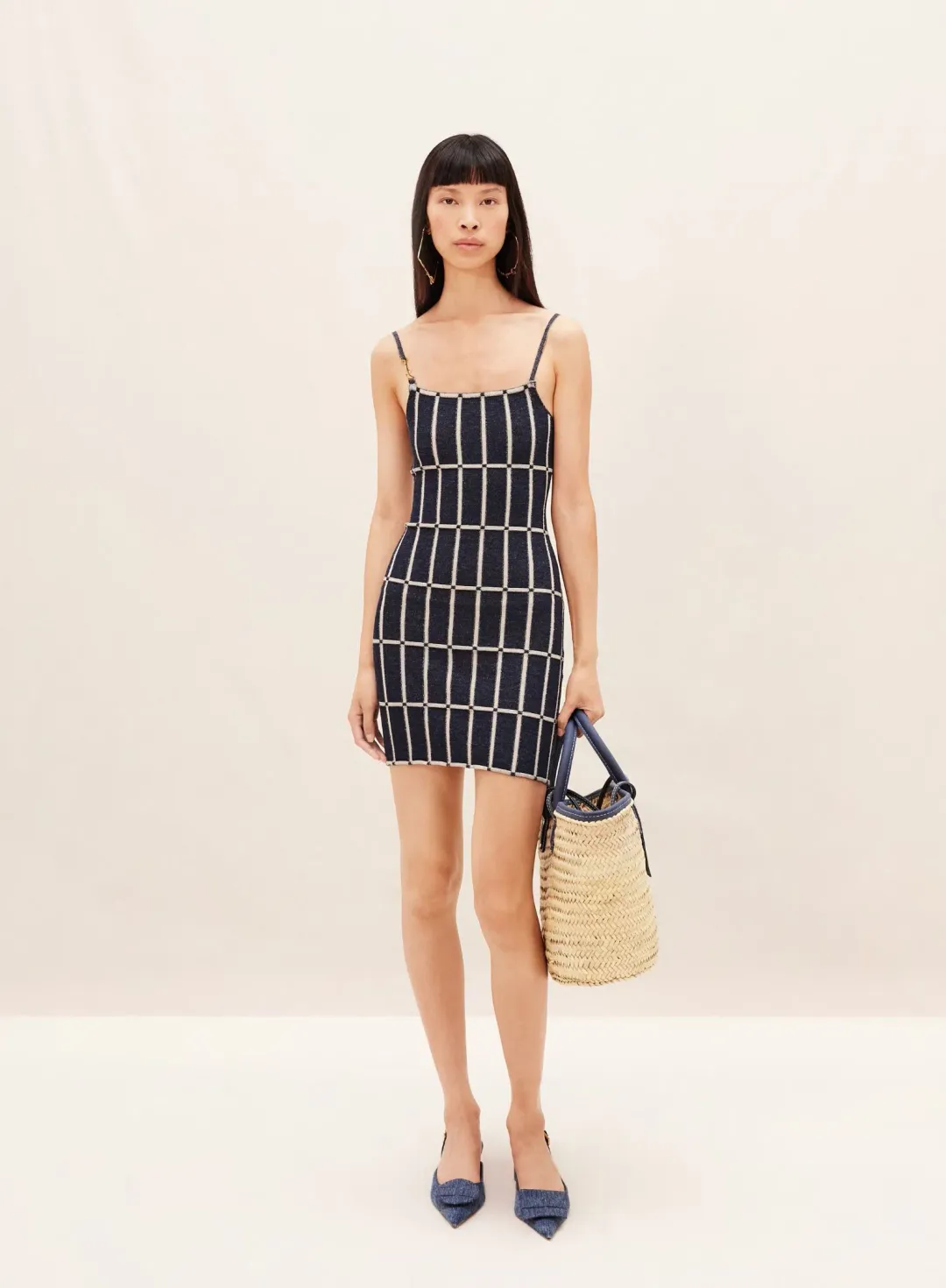 Jacquemus La Robe Maille Malha Dress Navy Size 8 for rent on The Volte - main image
