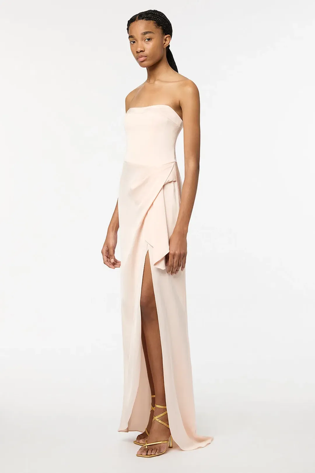 Manning Cartell Asymmetrical Games Strapless Gown Rosewater Pink Size 4 for rent on The Volte - main image