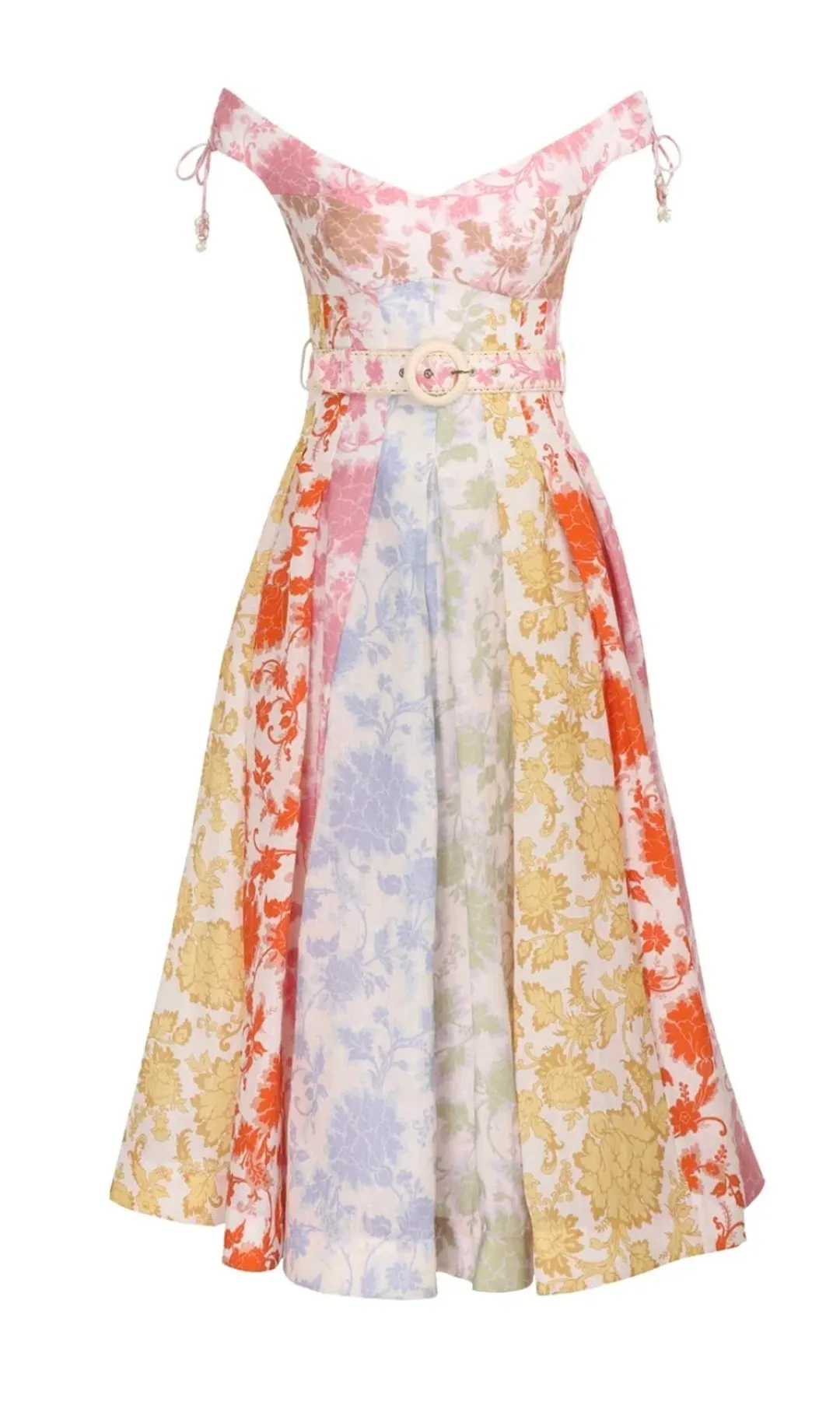 Zimmermann Postcard Spliced Midi Dress Spliced Tonal Floral Size 0 / 8 AU for rent on The Volte - main image