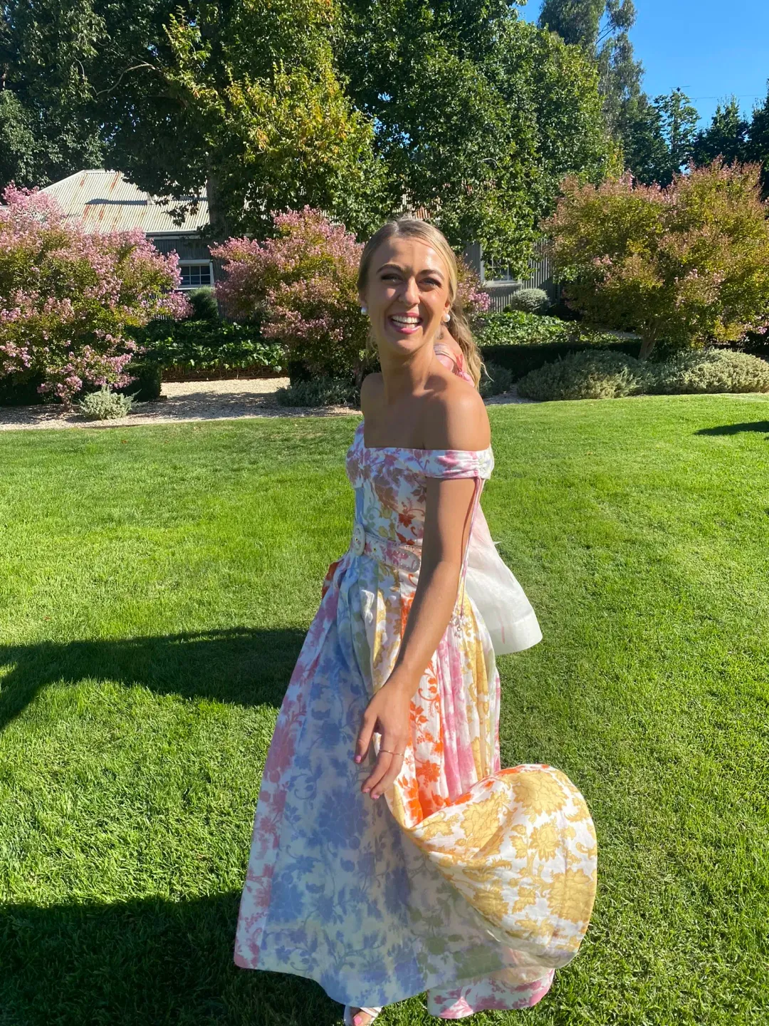 Zimmermann Postcard Spliced Midi Dress Spliced Tonal Floral Size 0 / 8 AU for rent on The Volte - main image