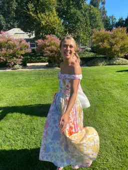 Zimmermann Postcard Spliced Midi Dress Spliced Tonal Floral Size 0 / 8 AU for rent on The Volte - image 3