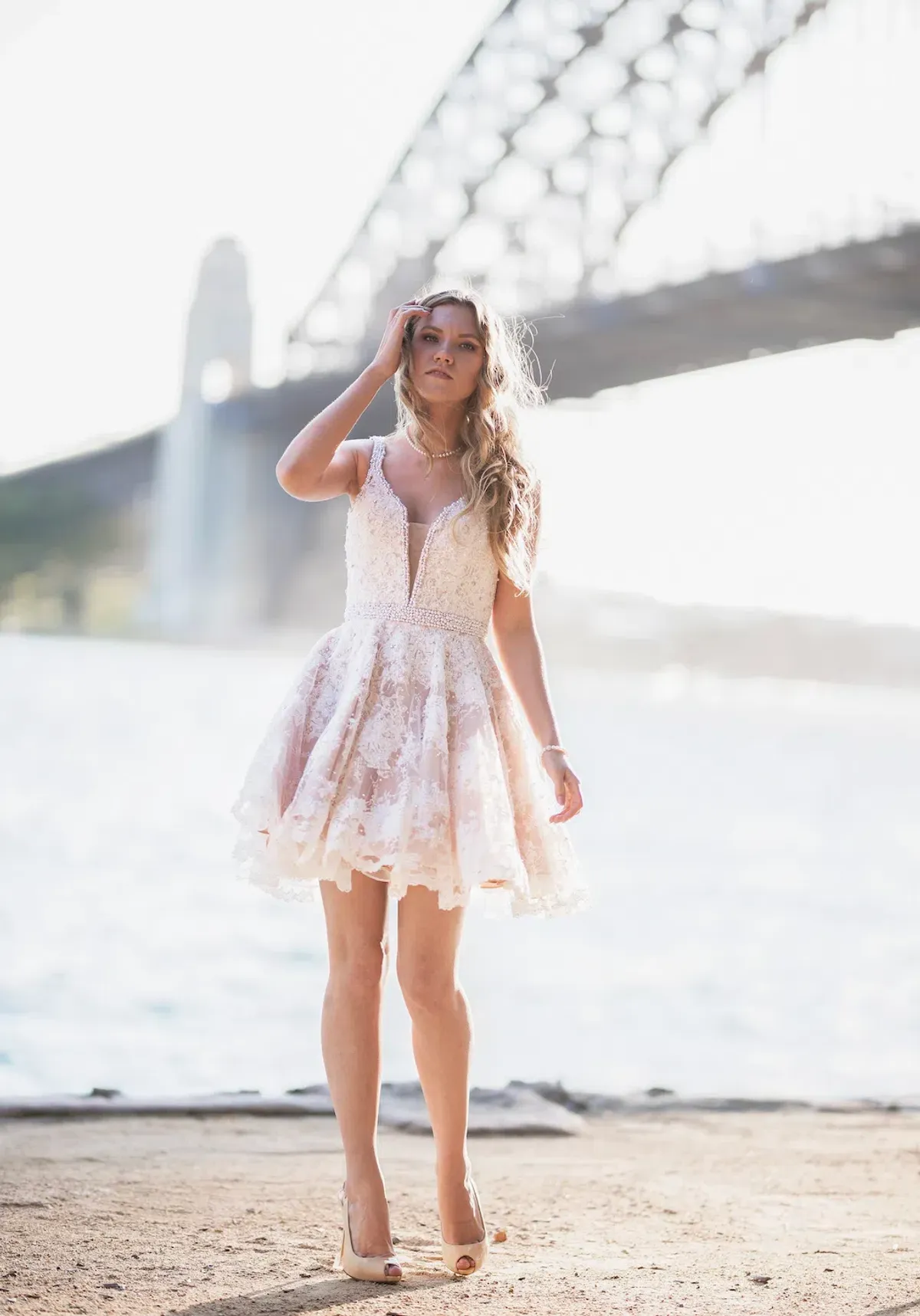 Sherri Hill 50656 Lace Mini Dress White Size 6 for rent on The Volte - main image