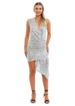 Winona Chroma Sash Mini Dress Silver Size 12 for rent on The Volte - image 1
