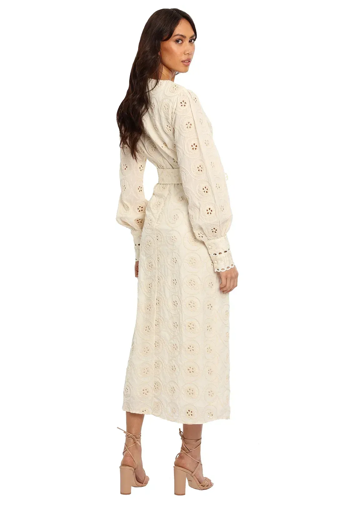 Winona Maison Belt Midi Dress Cream Size 14 for rent on The Volte - main image