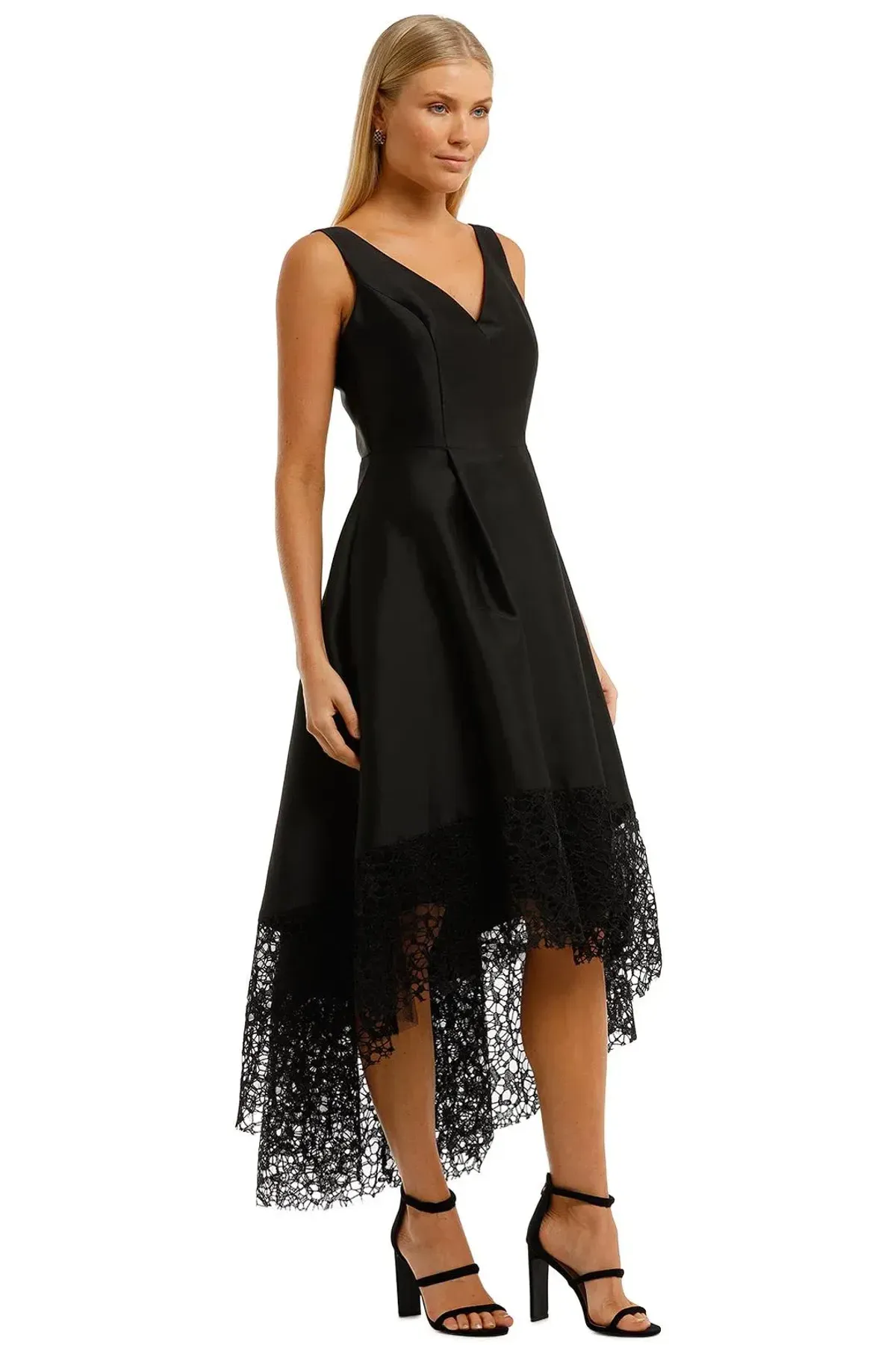 Anthea Crawford Satin Hi Lo Midi Dress in Black Size 10 - Image 2